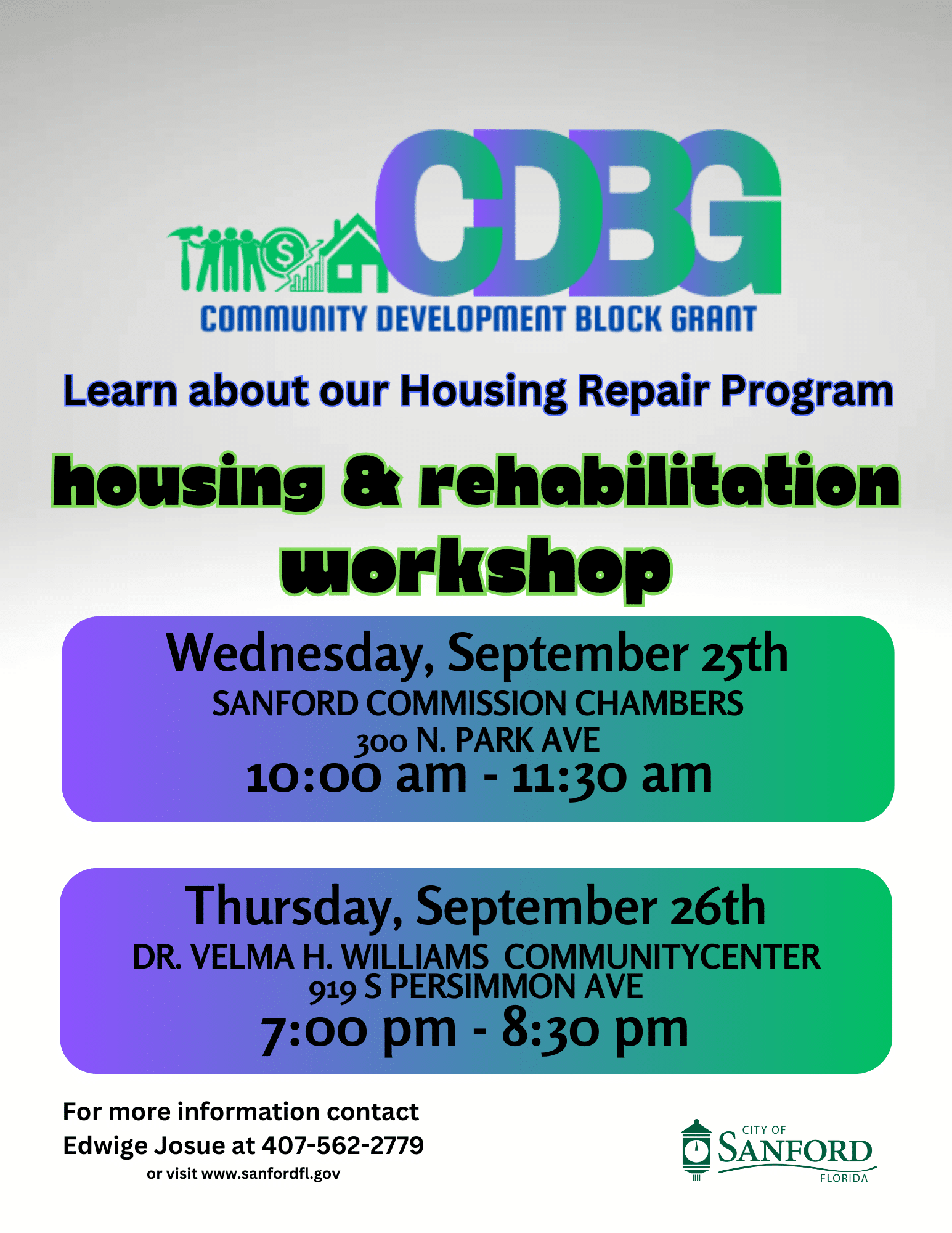 A workshop held by CDBG to share about their housing repair program in September 2024