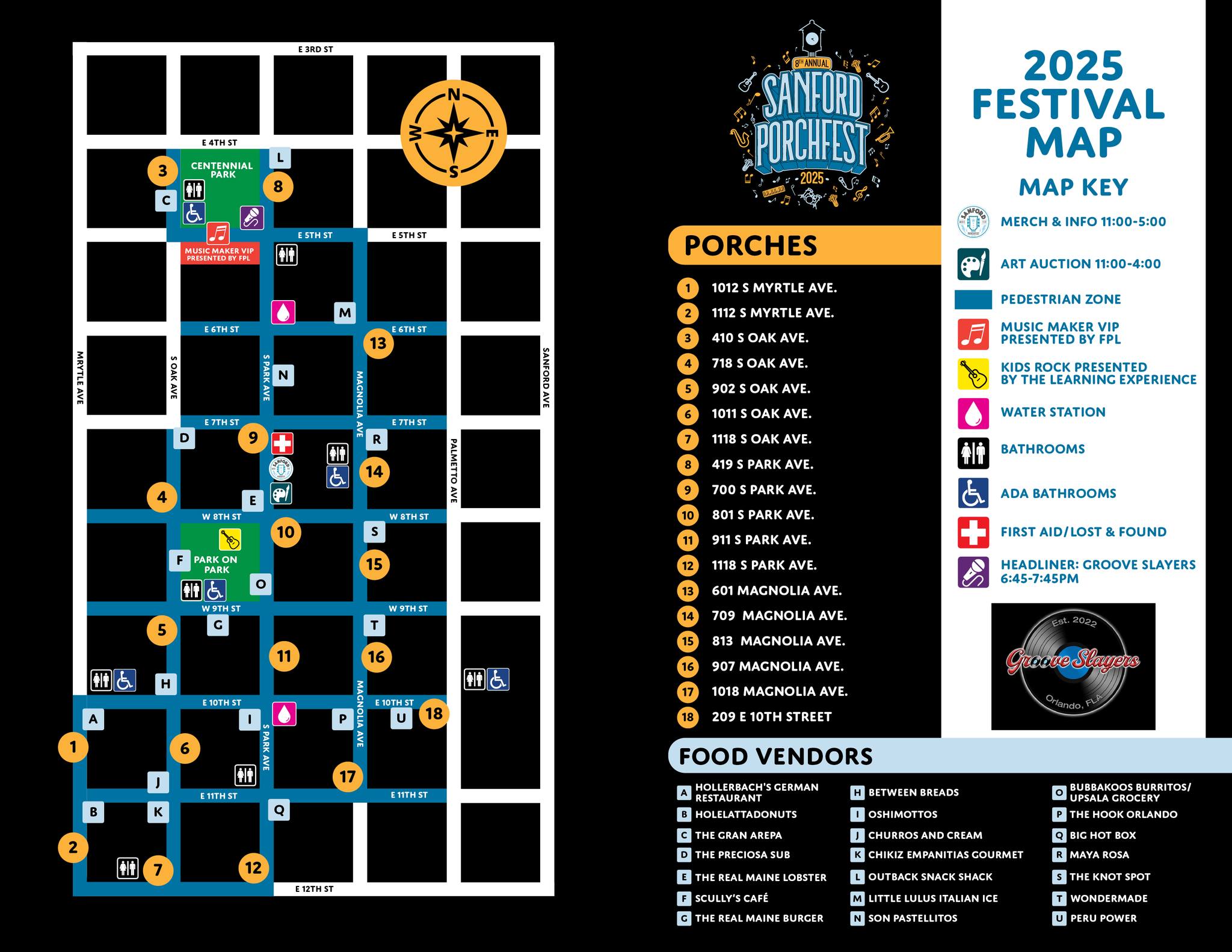 8th Annual Sanford Porchfest Music Festival Sanford Main Sanford Porchfest 2025 Map