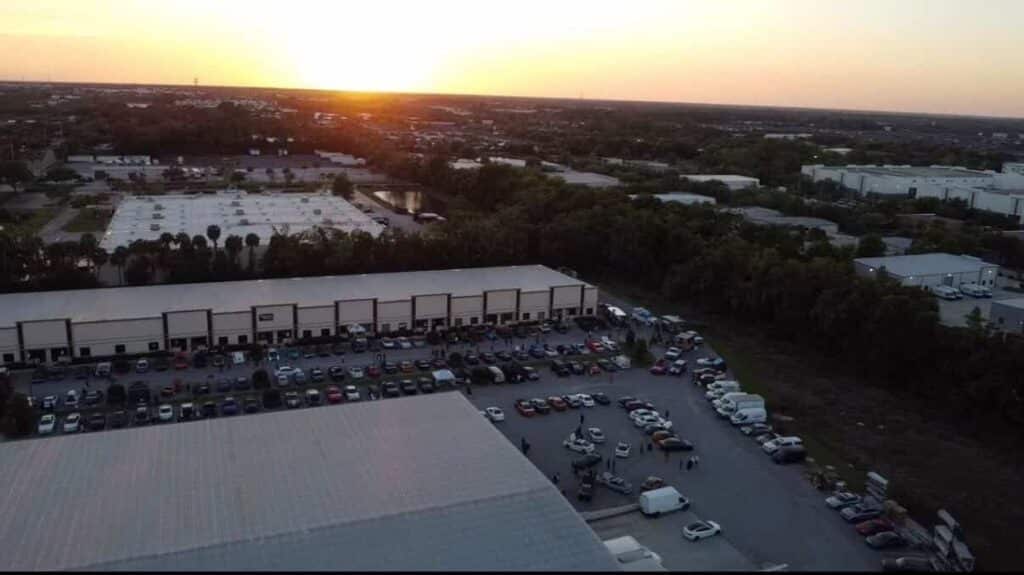Aerial Photo of Guardian Wraps location for Cars & Grub Car Show held monthly.