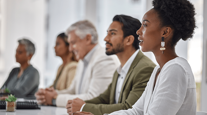 Diverse group of people in a training session
