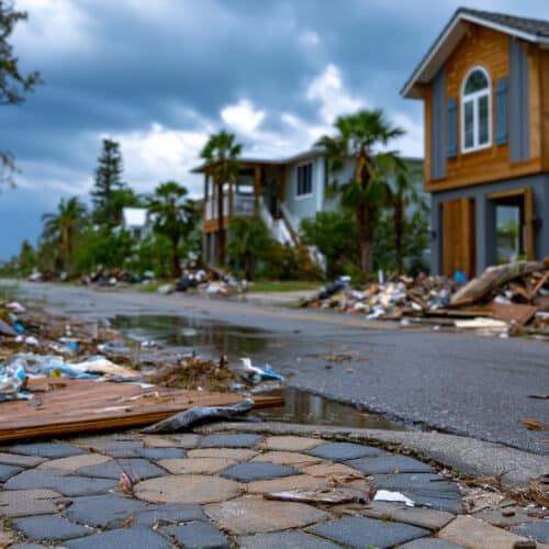 Destroyed houses and debris littering the streets in the aftermath of the hurricane – a stark reminder of the consequences of natural disasters, the need to adapt, and the urgent measures required to protect vulnerable communities.