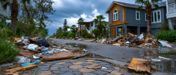 Destroyed houses and debris littering the streets in the aftermath of the hurricane – a stark reminder of the consequences of natural disasters, the need to adapt, and the urgent measures required to protect vulnerable communities.