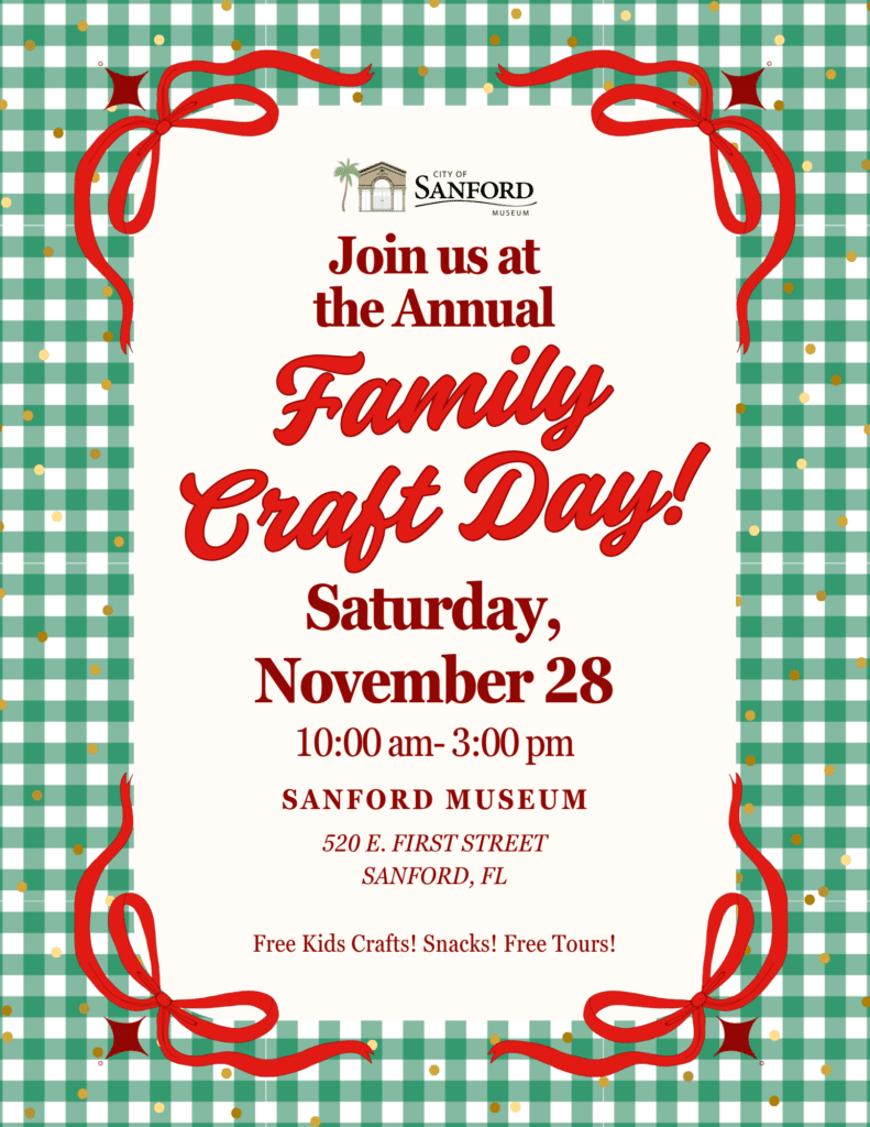 Flier for Family Craft Day 10 AM - 3 PM on Saturday, November 28.