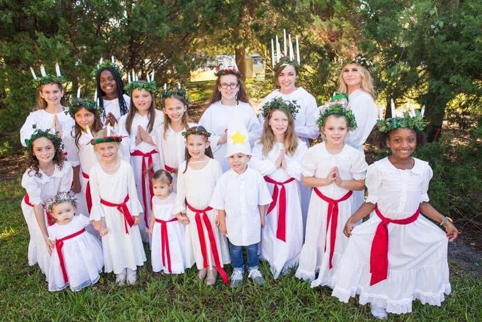 Children in traditional dress for the 2026 St. Lucia Festival