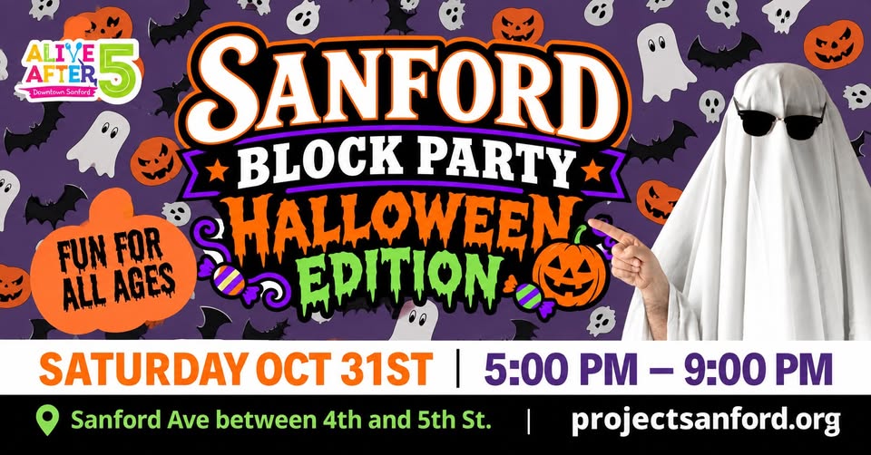 Sanford Avenue Block Party - Halloween Edition Event Flier